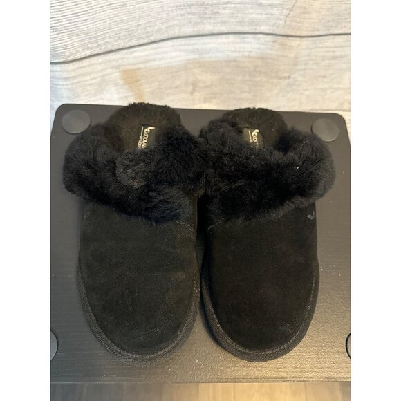 Koolaburra By UGG Black Faux Fur Lined Slippers Size 8 - Picture 1 of 4
